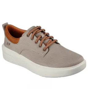 Zapato de cordones en lona color caqui Skechers